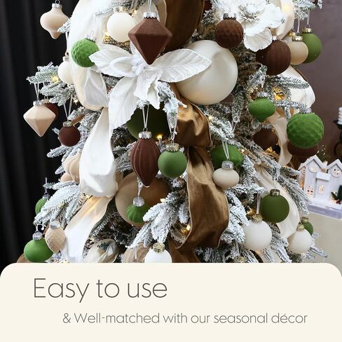 Sea Team 6-Pack Artificial Christmas Flower Ornaments, Flocked Fabric Poinsettia Set, Floral Decorations for Christmas Tree, Wreath, Garland, 10-Inch, Cream in Kuwait