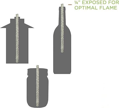 Light of Mine | Fiberglass Replacement Tiki Torch Wick | 0.5" Length 9.85" | Long Lasting | Perfect for Outdoor Tiki Torch |Wine Bottles | Lanterns | Citronella Oil Lamps (12) in Kuwait