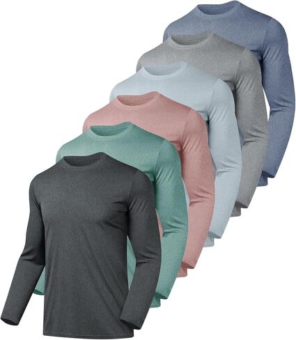4/6 Pack Men's Long Sleeves Dry Fit Shirts, UPF 50+ Rash Guard Swim SPF Fishing UV Sun Protection Shirts in Kuwait