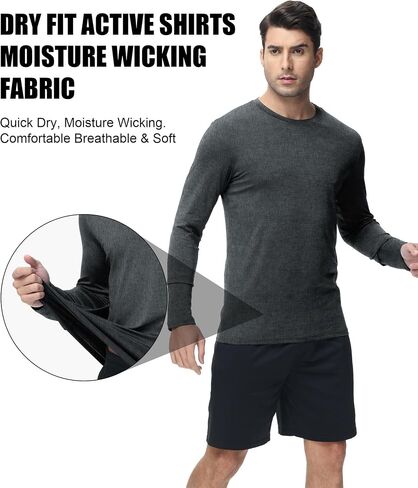 4/6 Pack Men's Long Sleeves Dry Fit Shirts, UPF 50+ Rash Guard Swim SPF Fishing UV Sun Protection Shirts in Kuwait