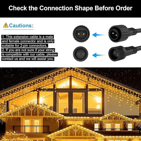 2Pin Extension Cable 10FT, IP68 Waterproof Extension Lead 16AWG Extension Cord for Outdoor Solar String Lights, Indoor String Lights - 2Pack in Saudi Arabia