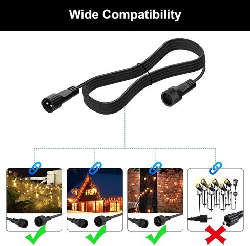 2Pin Extension Cable 10FT, IP68 Waterproof Extension Lead 16AWG Extension Cord for Outdoor Solar String Lights, Indoor String Lights - 2Pack in Saudi Arabia
