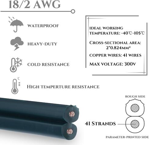 18 Gauge Wire 2 Conductor Electrical Wire SPT-1 50Ft 18/2 Low Voltage Wire 18 AWG Wire Flexible Wire Extension Cord Stranded Tinned Copper Wire for Lamp Lighting LED Strips Green in Saudi Arabia