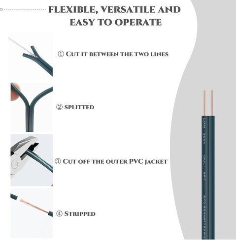 18 Gauge Wire 2 Conductor Electrical Wire SPT-1 50Ft 18/2 Low Voltage Wire 18 AWG Wire Flexible Wire Extension Cord Stranded Tinned Copper Wire for Lamp Lighting LED Strips Green in Saudi Arabia