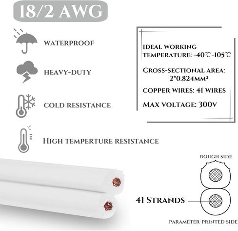 18 Gauge Wire 2 Conductor Electrical Wire SPT-1 50Ft 18/2 Low Voltage Wire 18 AWG Wire Flexible Wire Extension Cord Stranded Tinned Copper Wire for Lamp Lighting LED Strips Green in Saudi Arabia