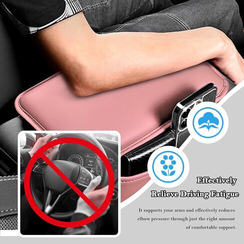غطاء وحدة التحكم المركزية مع حقيبة تخزين، غطاء مسند ذراع جلدي مريح لتزيين السيارة ووسادة مسند ذراع السيارة للارتفاع، وسادة غطاء مسند ذراع السيارة العالمية لمعظم المركبات (أسود) in Saudi Arabia