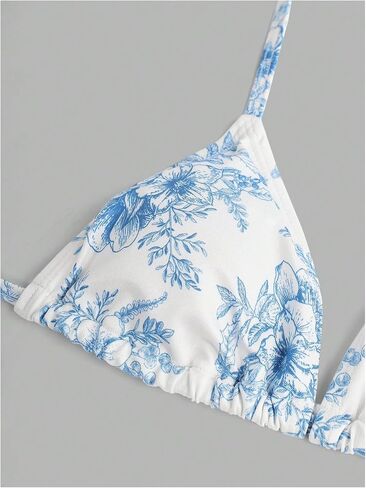 Girl's 3 Piece Triangle Bikini Set Floral Print Halter Bathing Suit with Cover Up Skirt in Saudi Arabia