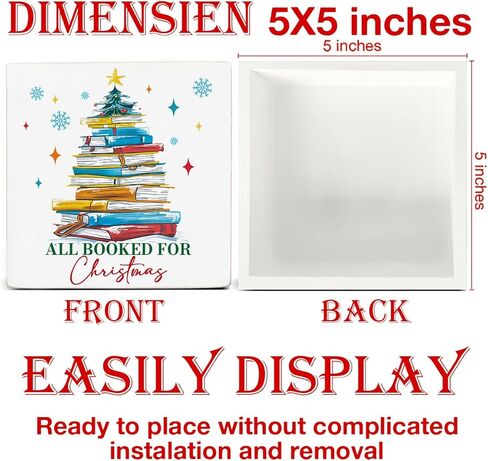 ديكور شجرة عيد الميلاد كتاب، هدايا عيد الميلاد لمحبي الكتب، زينة عيد الميلاد في الأماكن المغلقة، عيد الميلاد الشتاء المنزل علامة خشبية ديكور المنزل ريفي 5 × 5 بوصة in Kuwait