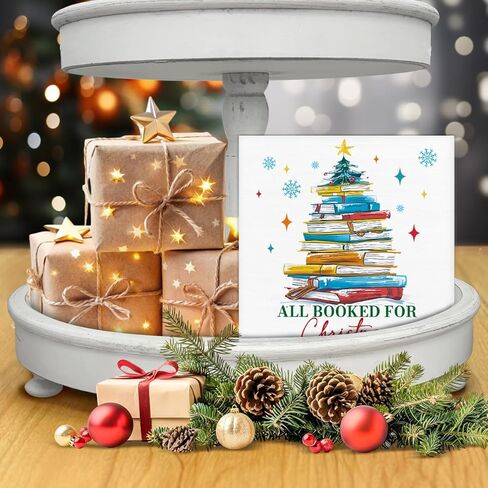 ديكور شجرة عيد الميلاد كتاب، هدايا عيد الميلاد لمحبي الكتب، زينة عيد الميلاد في الأماكن المغلقة، عيد الميلاد الشتاء المنزل علامة خشبية ديكور المنزل ريفي 5 × 5 بوصة in Kuwait