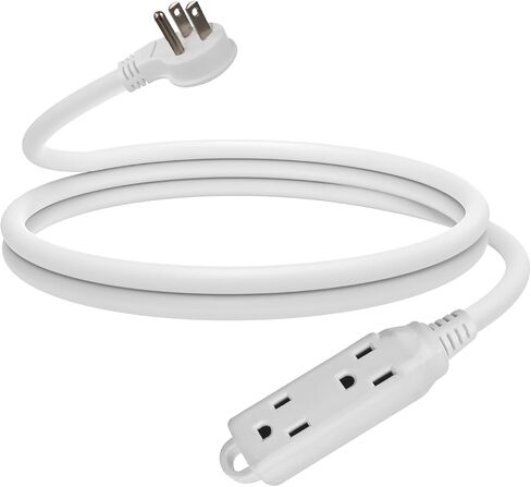 EP Low Profile 6 Ft Flat Plug Extension Cord - 16 AWG 3 Prong Grounded Cable with 3 Outlets, Perfect for Indoor Use, White, UL Listed in Saudi Arabia