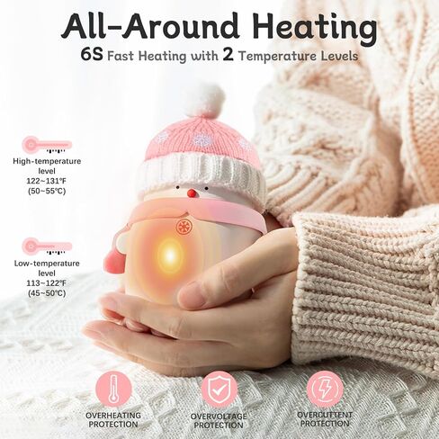 Hand Warmer Rechargeable, Enituo Christmas Cute Snowman Portable Pocket Hand Warmer, USB-C 2 in 1 Handwarmers 6000mAh Electric Charger Power Bank for Men Women Kids Camping, Outdoor in Kuwait