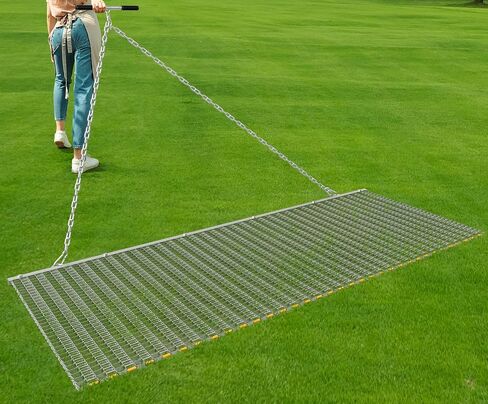 YINTATECH 6'x 3'/3'x3' حصائر السحب الميدانية لتسوية البيسبول والكرة اللينة، حصائر تسوية العشب مع سطح مجلفن باليد أو ATV وUTV، فضي in Kuwait