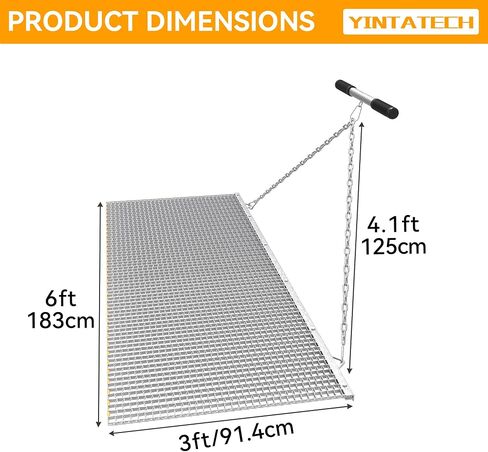 YINTATECH 6'x 3'/3'x3' حصائر السحب الميدانية لتسوية البيسبول والكرة اللينة، حصائر تسوية العشب مع سطح مجلفن باليد أو ATV وUTV، فضي in Kuwait