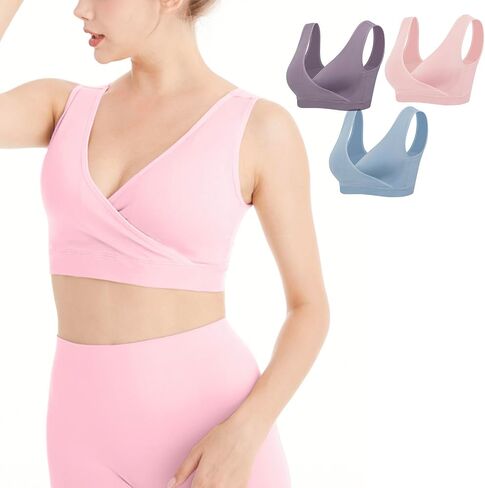 Nursing Sleep Bras Wirefree Maternity Breastfeeding Bras 3 Pack No Pads in Saudi Arabia