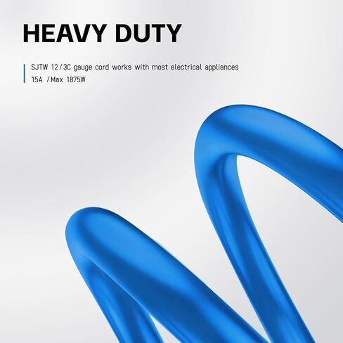 EP 6 Ft Lighted Outdoor Extension Cord - 12/3 SJTW Heavy Duty Black Extension Cable with 3 Prong Grounded Plug - Power Cord for Lawn, Garden, Appliances in Kuwait