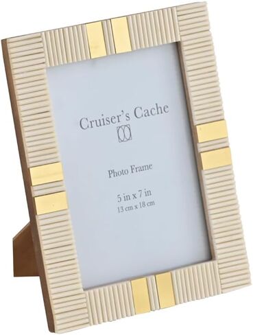 Cruiser’s Caché | Bone & Brass Picture or Photo Frame | (5x7 Off-White) in Saudi Arabia