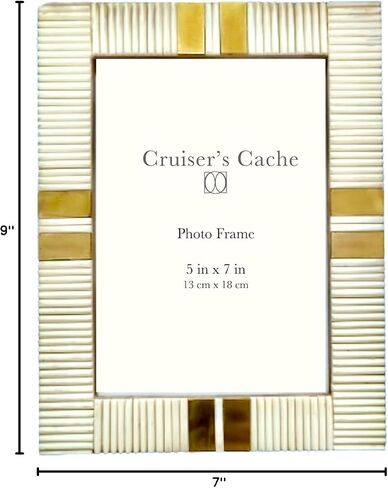Cruiser’s Caché | Bone & Brass Picture or Photo Frame | (5x7 Off-White) in Saudi Arabia