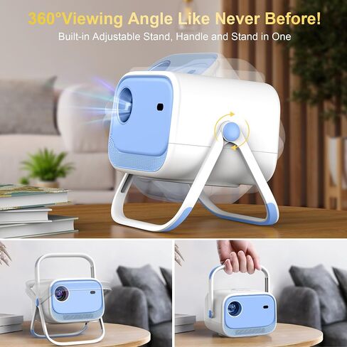[360°Adjustable Stand] Mini Projector with WiFi and Bluetooth, MEER 1080P Portable 15000L Movie Projector, Auto Keystone & Electric Focus Outdoor Home Theater Video proyector for Phone/TV Stick/Laptop in Saudi Arabia
