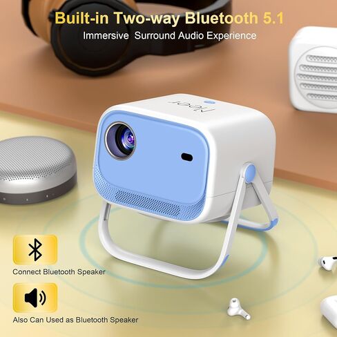 [360°Adjustable Stand] Mini Projector with WiFi and Bluetooth, MEER 1080P Portable 15000L Movie Projector, Auto Keystone & Electric Focus Outdoor Home Theater Video proyector for Phone/TV Stick/Laptop in Saudi Arabia