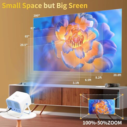 [360°Adjustable Stand] Mini Projector with WiFi and Bluetooth, MEER 1080P Portable 15000L Movie Projector, Auto Keystone & Electric Focus Outdoor Home Theater Video proyector for Phone/TV Stick/Laptop in Saudi Arabia