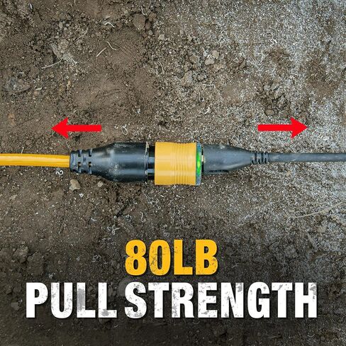 DEWALT 50 Foot 12/3 SJTW Click-to-Lock Lighted Extension Cord - Heavy Duty Outdoor, Waterproof, Weatherproof, Heat & Corrosion Resistant Industrial Strength Light Up Prong Outlet Plug Power Cord in Saudi Arabia