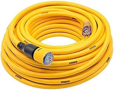 DEWALT 50 Foot 12/3 SJTW Click-to-Lock Lighted Extension Cord - Heavy Duty Outdoor, Waterproof, Weatherproof, Heat & Corrosion Resistant Industrial Strength Light Up Prong Outlet Plug Power Cord in Saudi Arabia