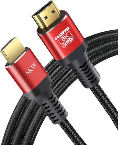10K 8K Certified HDMI Cable 2.1, 1M/3.3FT Ultra High Speed HDMI Cable Braided Cord, HDMI Cables 48Gbps (8K@60Hz, 4K@120Hz) Supports Dynamic HDR 10 eARC 3D, Dolby Atmos Compatible with Roku TV/PS5/HDTV in Saudi Arabia