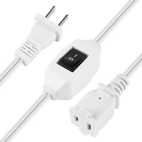 VSEER 2 Prong تمديد سلك مستقطب 13A 125V مع مفتاح تشغيل SPT-2 16AWG USA سلك طاقة موفر للشواحن/المصباح/محولات الطاقة وما إلى ذلك، 2FT in Saudi Arabia