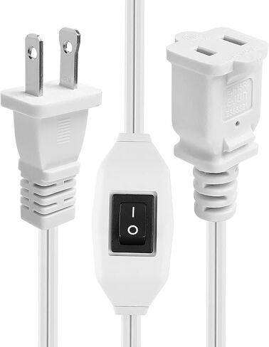 VSEER 2 Prong تمديد سلك مستقطب 13A 125V مع مفتاح تشغيل SPT-2 16AWG USA سلك طاقة موفر للشواحن/المصباح/محولات الطاقة وما إلى ذلك، 2FT in Saudi Arabia