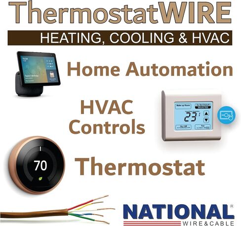 18/5 25Ft. NATIONAL Wire&Cable Thermostat Doorbell HVAC Heating Control Professional Cable Wire - Made in USA - 100% Solid Copper Conductors, CL2 ETL Listed, Low Voltage Applications Use in Kuwait