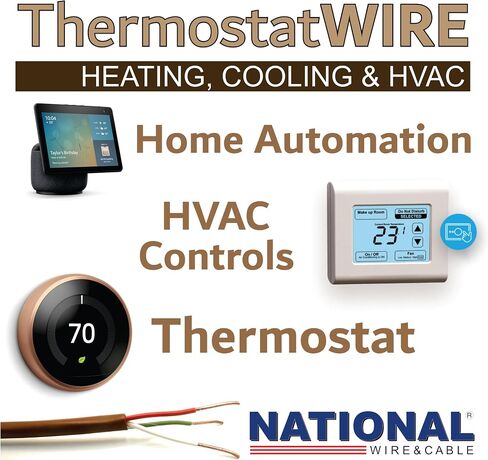 18/5 25Ft. NATIONAL Wire&Cable Thermostat Doorbell HVAC Heating Control Professional Cable Wire - Made in USA - 100% Solid Copper Conductors, CL2 ETL Listed, Low Voltage Applications Use in Kuwait