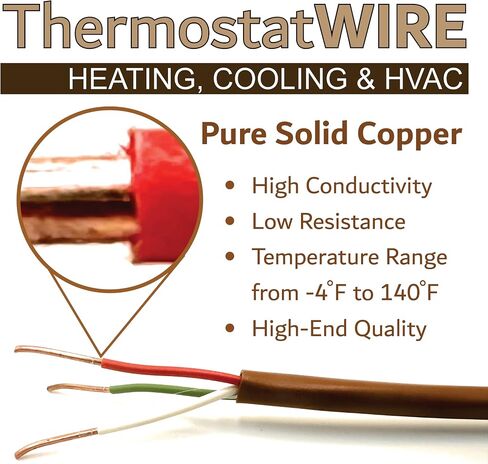 18/5 25Ft. NATIONAL Wire&Cable Thermostat Doorbell HVAC Heating Control Professional Cable Wire - Made in USA - 100% Solid Copper Conductors, CL2 ETL Listed, Low Voltage Applications Use in Kuwait