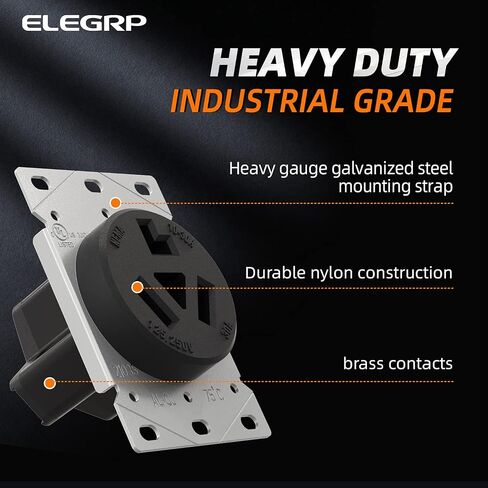 ELEGRP 30 Amps 3 Prong Dryer Outlet, 125/250V Flush Mounting Power Outlet, NEMA 10-30R Receptacle, Straight Blade Dryer Outlet, Non-Grounding, 3 Pole 3 Wire, UL Listed, 1 Pack in Kuwait