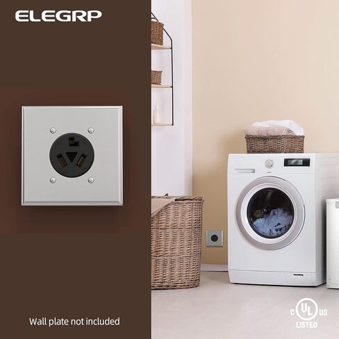 ELEGRP 30 Amps 3 Prong Dryer Outlet, 125/250V Flush Mounting Power Outlet, NEMA 10-30R Receptacle, Straight Blade Dryer Outlet, Non-Grounding, 3 Pole 3 Wire, UL Listed, 1 Pack in Kuwait
