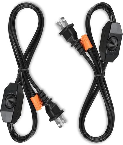 Lamp Cord with Knob Dimmer Switch, Black Wire Plug in, Stripped Ends Ready for Wiring Gladfresit, 6 Feet, UL Listed (2 Packs) in Saudi Arabia