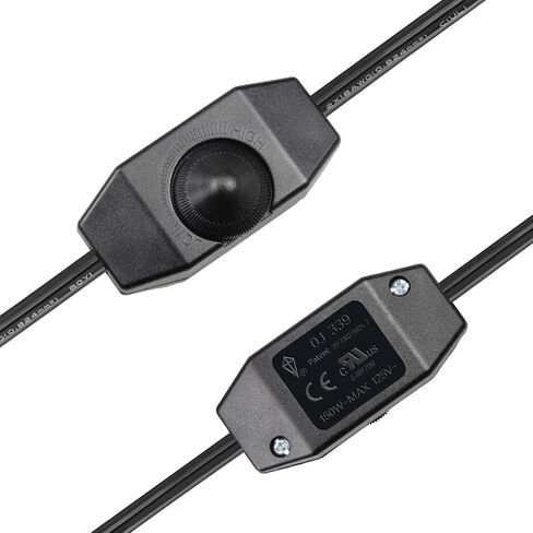 Lamp Cord with Knob Dimmer Switch, Black Wire Plug in, Stripped Ends Ready for Wiring Gladfresit, 6 Feet, UL Listed (2 Packs) in Saudi Arabia