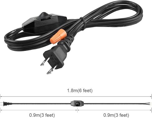 Lamp Cord with Knob Dimmer Switch, Black Wire Plug in, Stripped Ends Ready for Wiring Gladfresit, 6 Feet, UL Listed (2 Packs) in Saudi Arabia