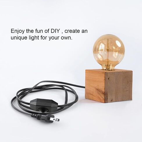 Lamp Cord with Knob Dimmer Switch, Black Wire Plug in, Stripped Ends Ready for Wiring Gladfresit, 6 Feet, UL Listed (2 Packs) in Saudi Arabia