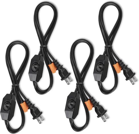 Lamp Cord with Knob Dimmer Switch, Black Wire Plug in, Stripped Ends Ready for Wiring Gladfresit, 6 Feet, UL Listed (2 Packs) in Saudi Arabia