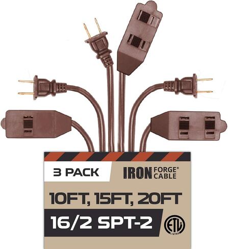 IRON FORGE CABLE 3 Ft Brown Extension Cord 2 Pack - 16/2 Durable Electrical Cable in Kuwait