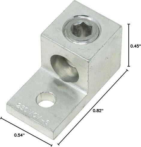 ساوثواير LUG250K-6AD؛ 1PK العروة الميكانيكية. 250 KCMIL-#6 STR; حامل بفتحة واحدة مقاس 5/16 بوصة؛ تصنيف مزدوج للاستخدام مع موصلات النحاس والألومنيوم؛ عبوة واحدة؛ رمادي in Kuwait