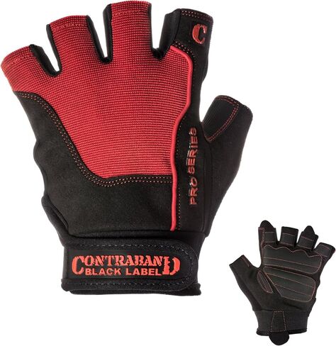 Contraband Black Label 5120 Pro Series Amara Leather Lifting Gloves w/Jar Grip Palm- Durable Light - Medium Padded Amara Leather Gym Gloves - Perfect Classic Lifting Gloves (Pair) in Saudi Arabia