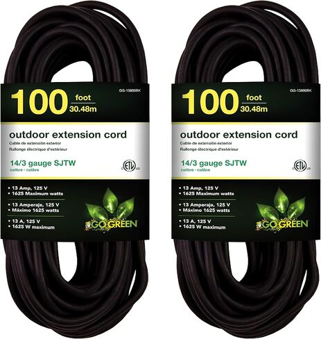 (GG-13800BK) سلك تمديد خارجي 14/3 SJTW، أسود، 100 قدم (عبوتان)، عبوة من قطعتين in Saudi Arabia