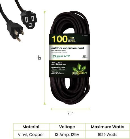 (GG-13800BK) سلك تمديد خارجي 14/3 SJTW، أسود، 100 قدم (عبوتان)، عبوة من قطعتين in Saudi Arabia