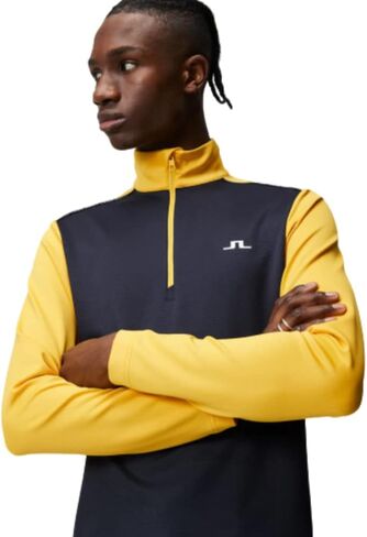 J. Lindeberg بلوفر رجالي من Terry بطبقة متوسطة 1/4 بسحاب للجولف - Citrus XL in Kuwait