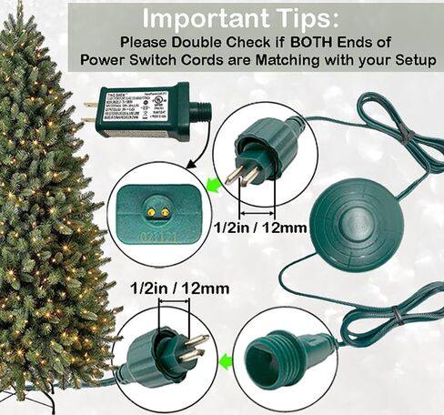 Power Cord 6Ft with 8 Lights Modes Foot Switch for Christmas Tree Lights Raintight 1/2inch Plug Compatible Replacement for TS-8W29V, TS-13W29V, TS-17W29V, TS-18WL29V, TS-26WL29V, TS-48W29V in Kuwait