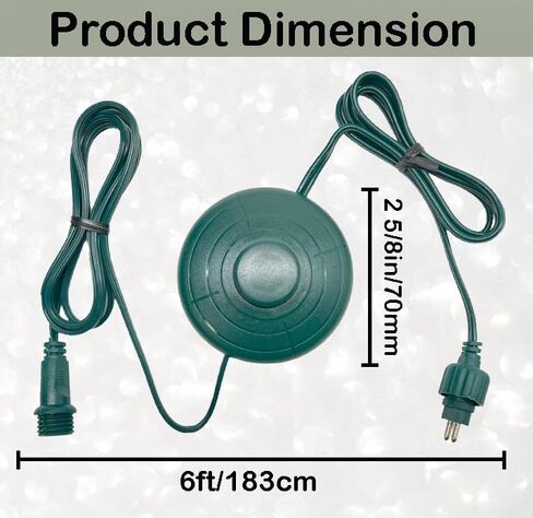 Power Cord 6Ft with 8 Lights Modes Foot Switch for Christmas Tree Lights Raintight 1/2inch Plug Compatible Replacement for TS-8W29V, TS-13W29V, TS-17W29V, TS-18WL29V, TS-26WL29V, TS-48W29V in Kuwait
