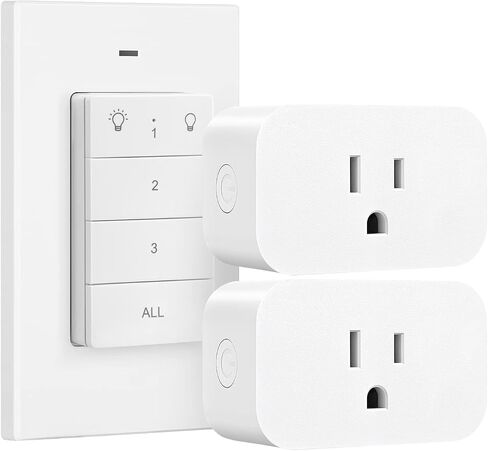 DEWENWILS Remote Control Outlet, Wall Mounted Wireless Light Switch, 2 Independent Control Sockets Electrical Remote Outlet Switch for Plug in Pendant Light, No Wiring,100 Ft Range, FCC Listed in Saudi Arabia