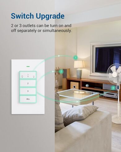 DEWENWILS Remote Control Outlet, Wall Mounted Wireless Light Switch, 2 Independent Control Sockets Electrical Remote Outlet Switch for Plug in Pendant Light, No Wiring,100 Ft Range, FCC Listed in Saudi Arabia