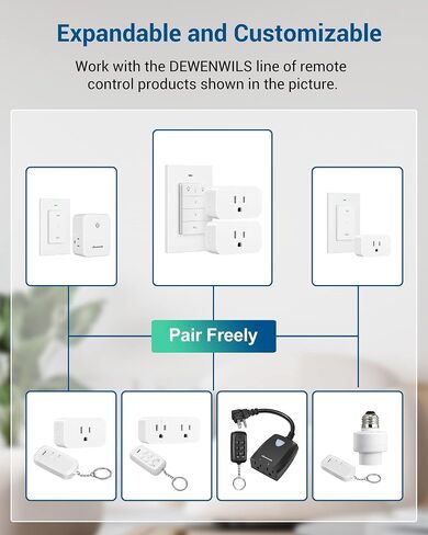 DEWENWILS Remote Control Outlet, Wall Mounted Wireless Light Switch, 2 Independent Control Sockets Electrical Remote Outlet Switch for Plug in Pendant Light, No Wiring,100 Ft Range, FCC Listed in Saudi Arabia